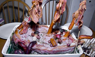 Illustration for article titled 10 Meat Structures That Require Engineering Degrees to Build and a Death Wish to Eat